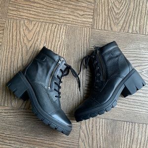 New Leather Heel Combat Boots 6.5